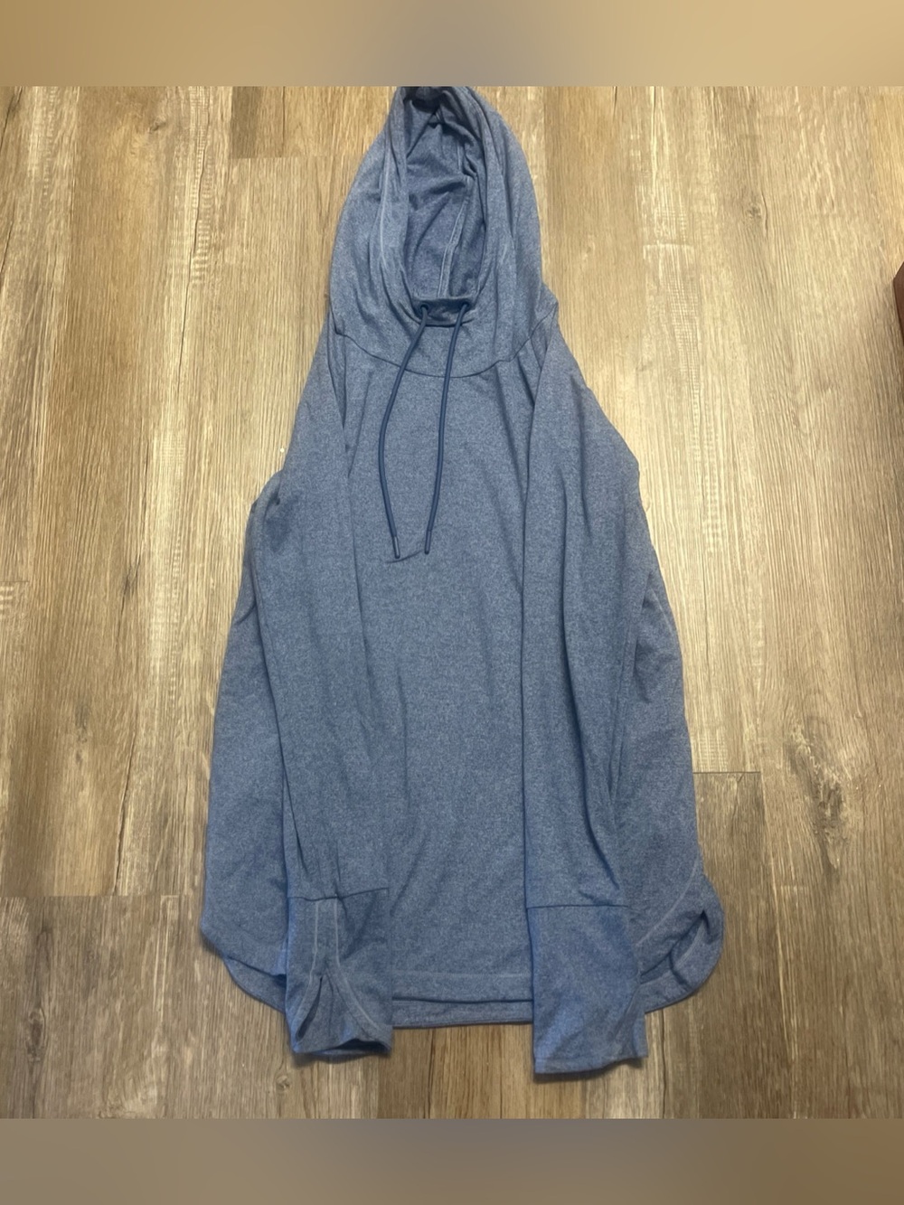 Athleta Uptempo Hoodie Women’s Size M Blue Heather Thumbholes Drawstring